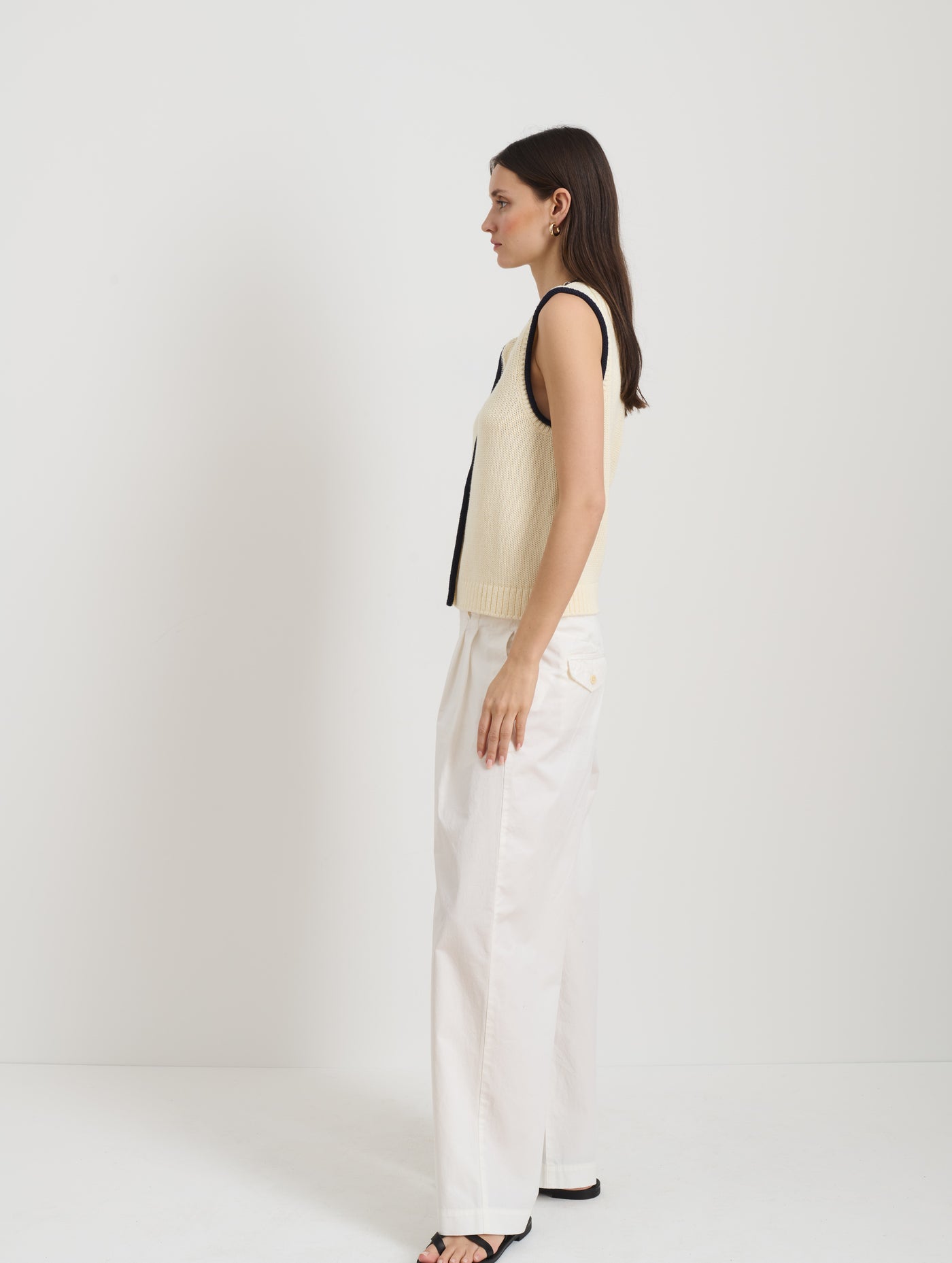 Bridget Tipped Vest in Cotton