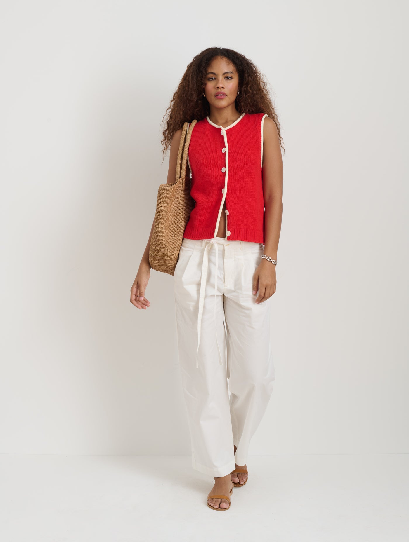 Bridget Tipped Vest in Cotton