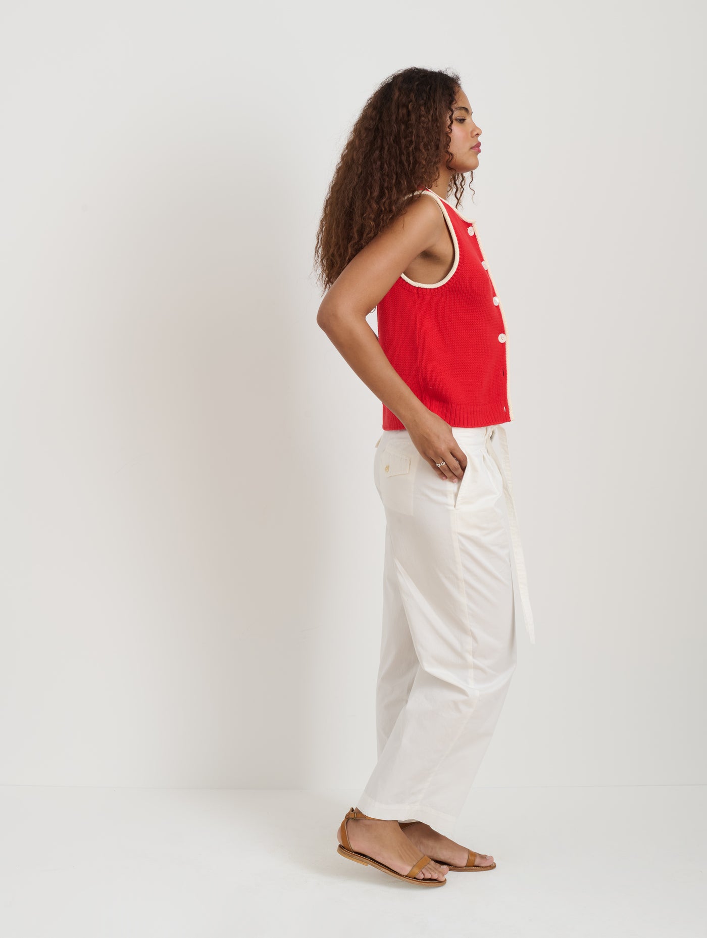 Bridget Tipped Vest in Cotton
