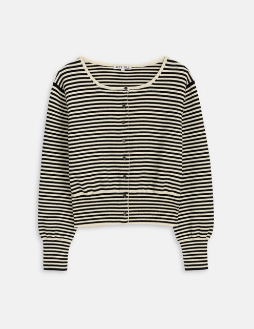 Louisa Striped Cardigan In Cotton Cashmere