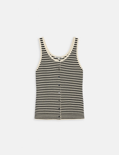 Louisa Striped Vest in Cotton Cashmere