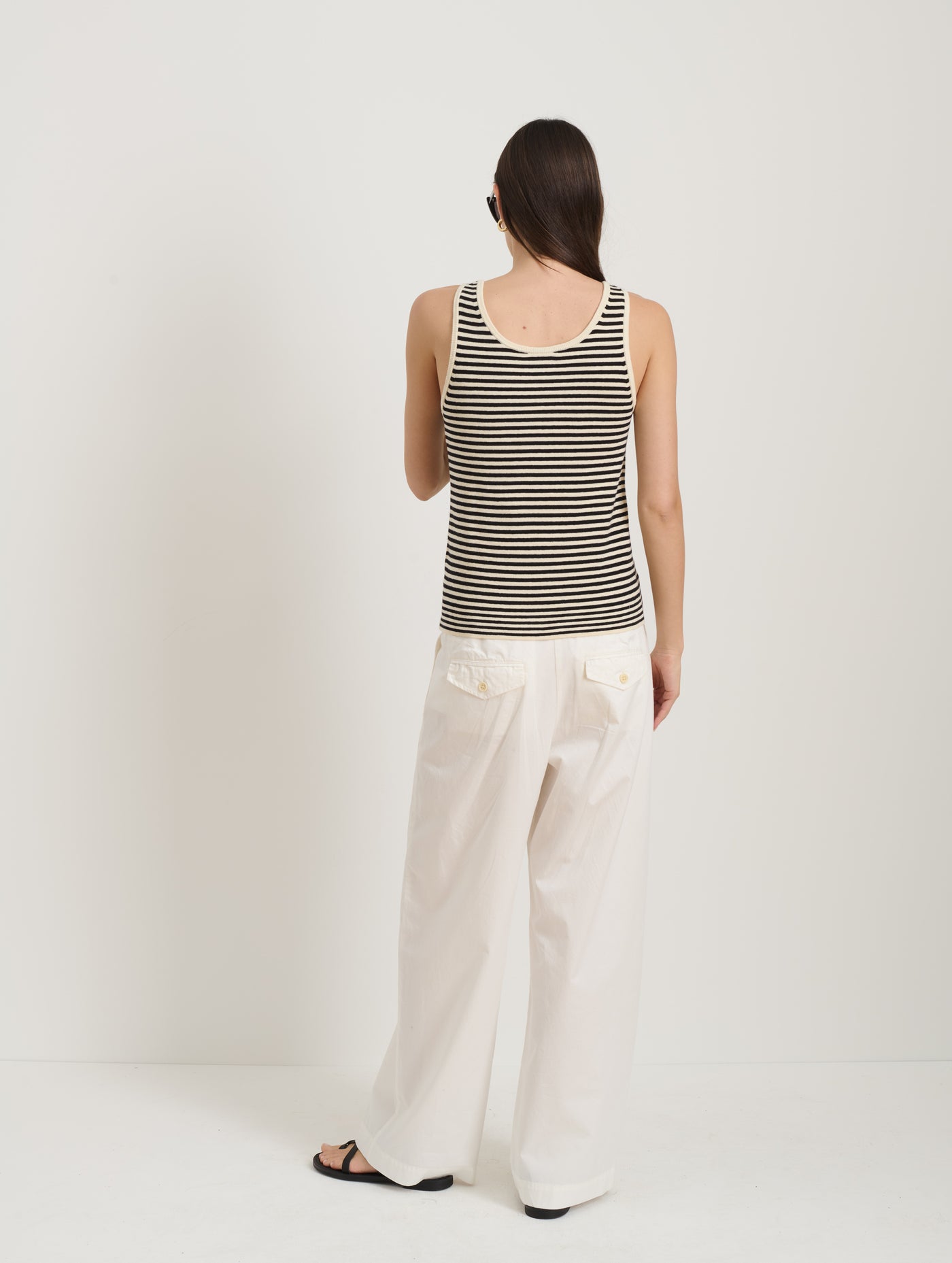 Louisa Striped Vest in Cotton Cashmere
