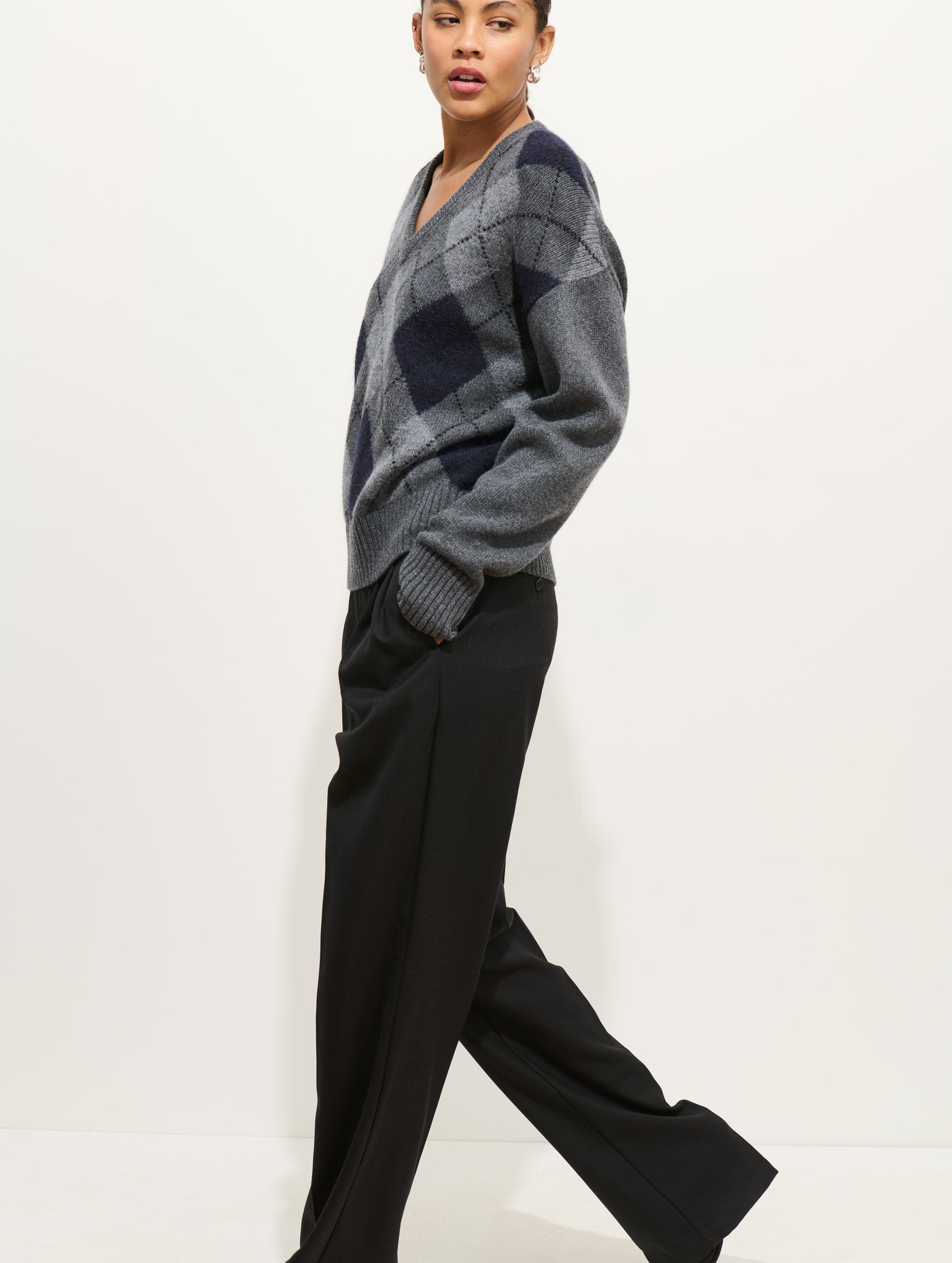 Campbell Argyle V-neck Sweater