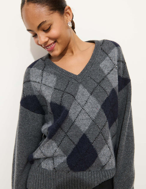 Campbell Argyle V-neck Sweater