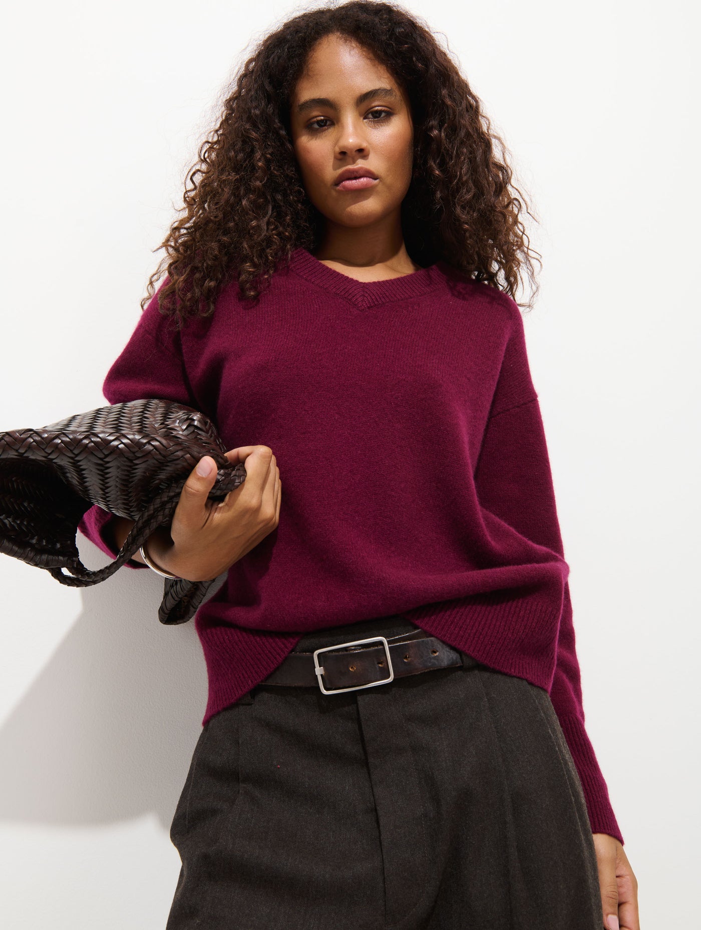 Rowan V-Neck Sweater In Cashmere