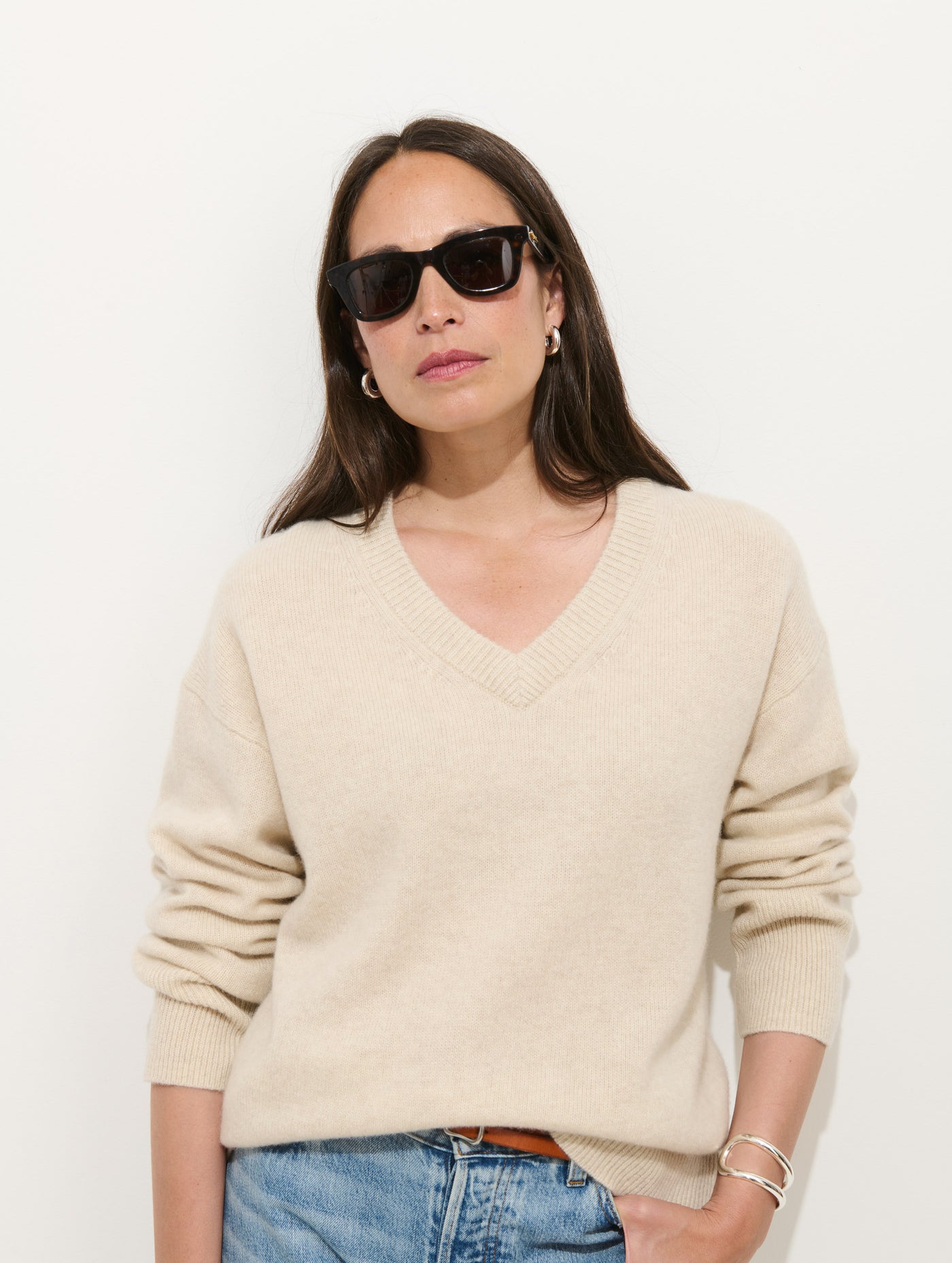 Rowan V-Neck Sweater In Cashmere