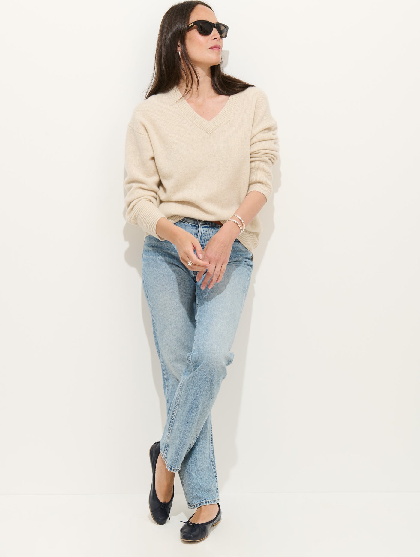 Rowan V-Neck Sweater In Cashmere
