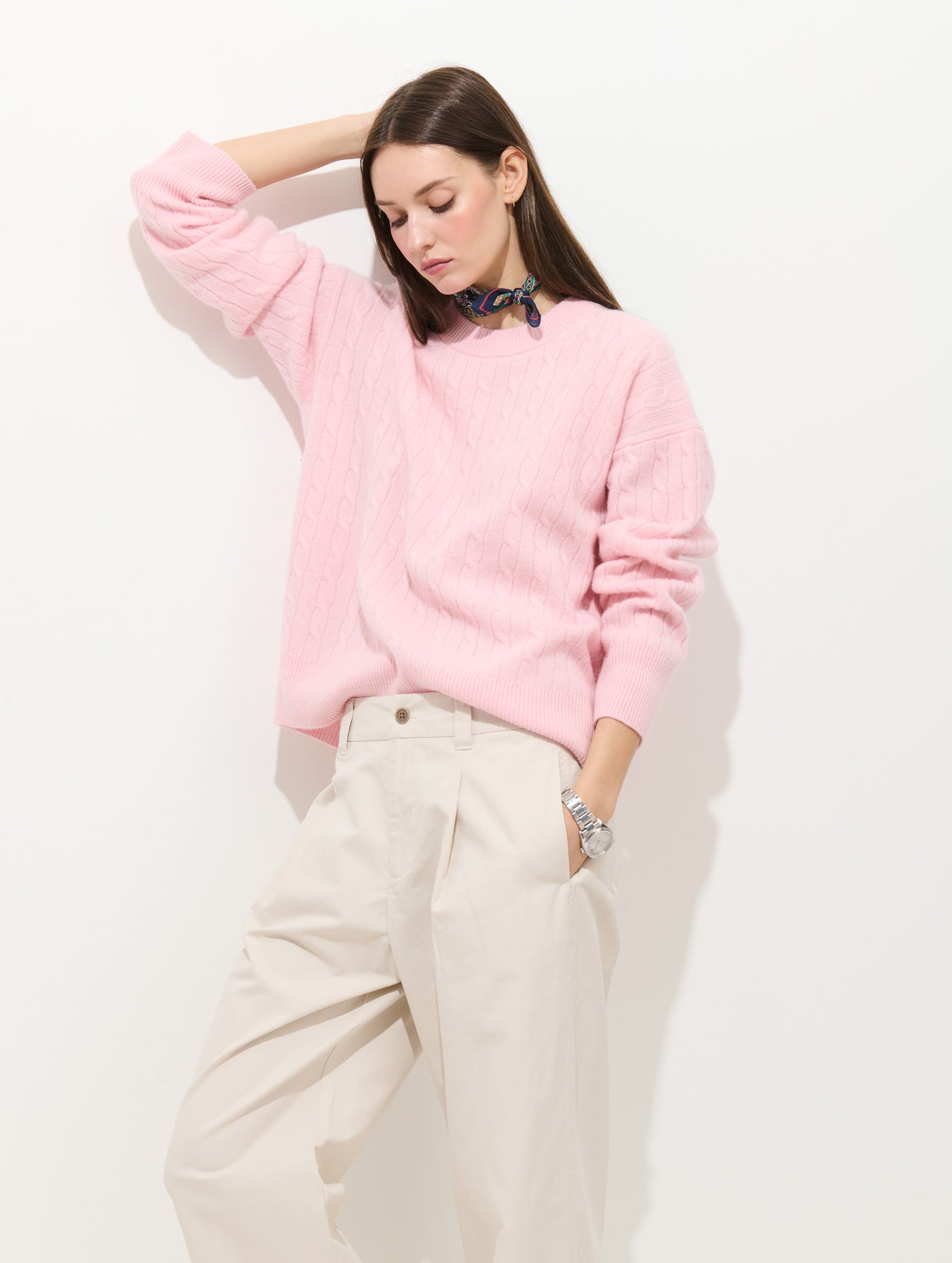 Charlie Cable Sweater In Cashmere