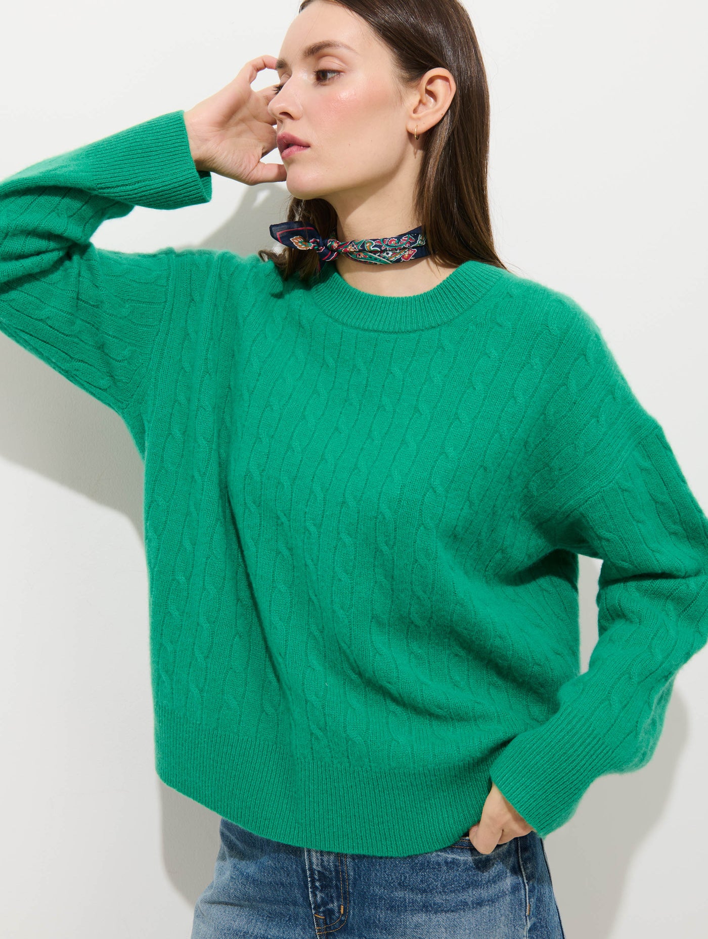 Charlie Cable Sweater In Cashmere