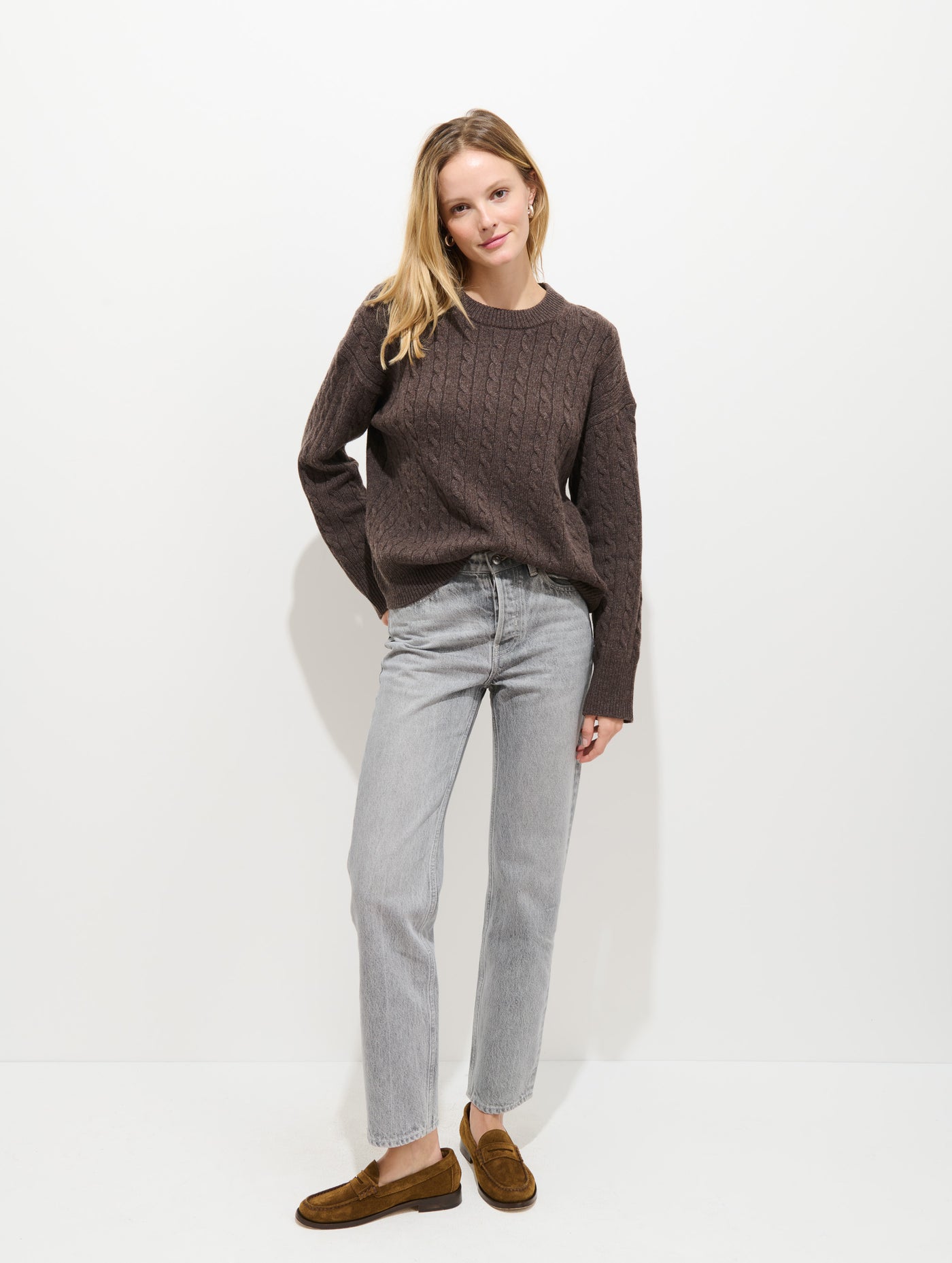 Katherine Cable Sweater In Wool Cotton
