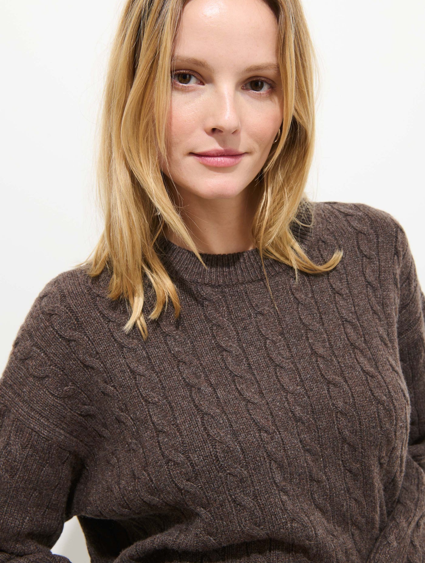 Katherine Cable Sweater In Wool Cotton