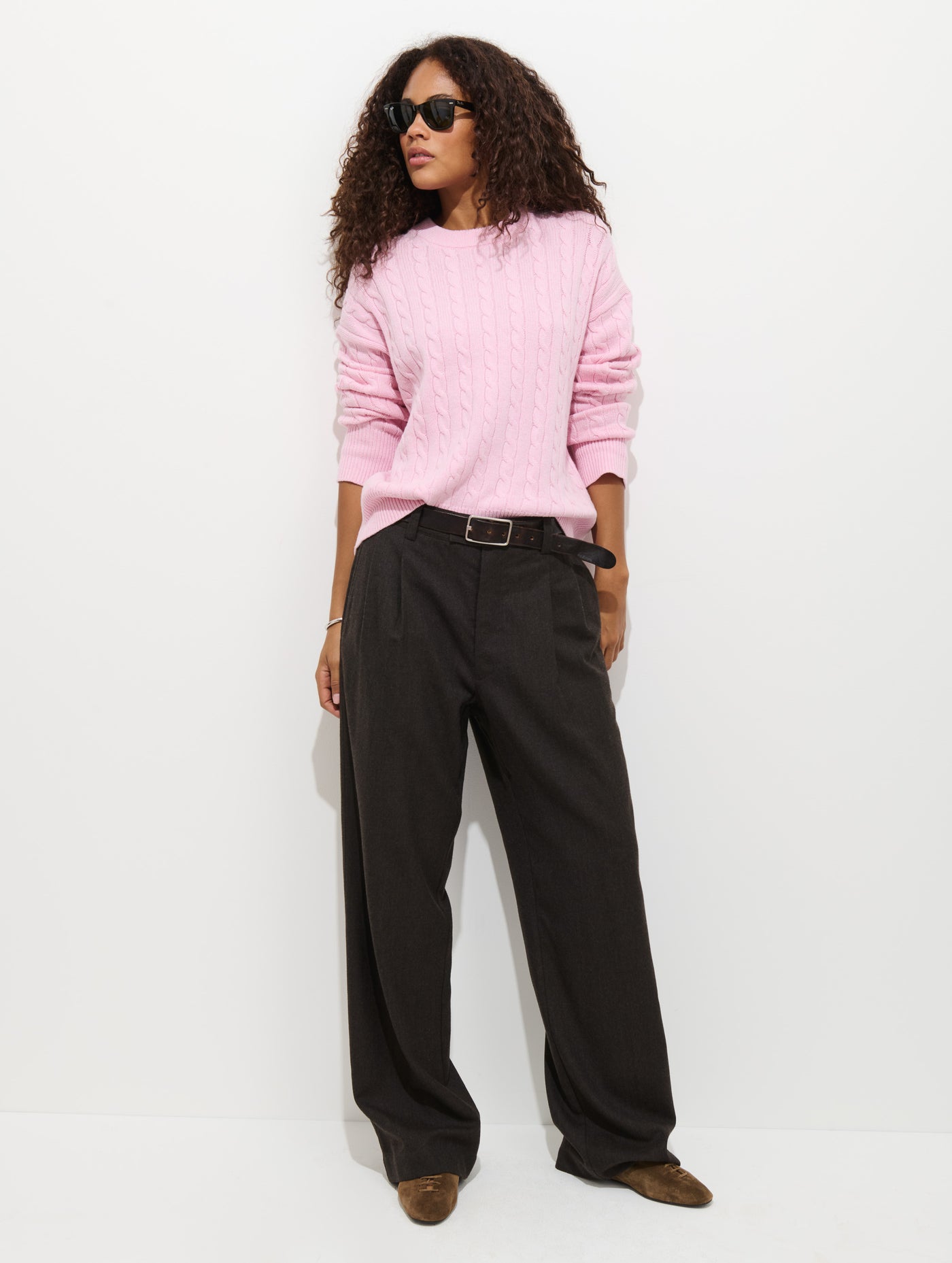 Katherine Cable Sweater In Wool Cotton