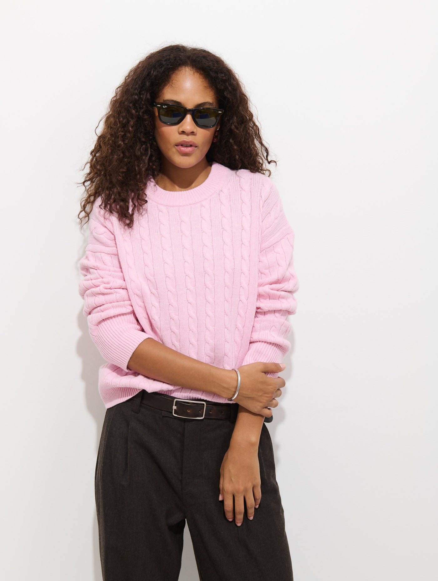 Katherine Cable Sweater In Wool Cotton