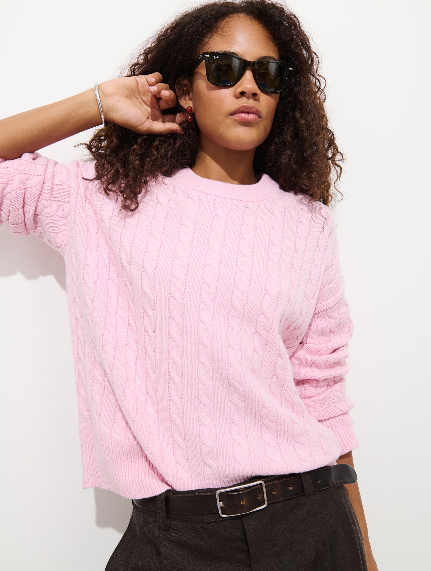 Katherine Cable Sweater In Wool Cotton