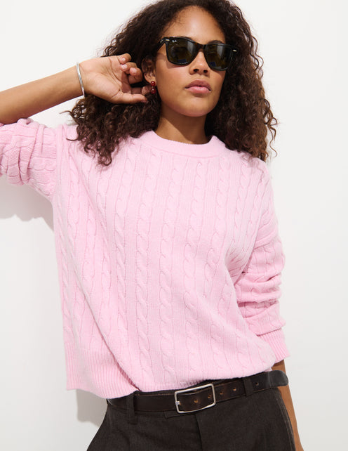 Katherine Cable Sweater In Wool Cotton