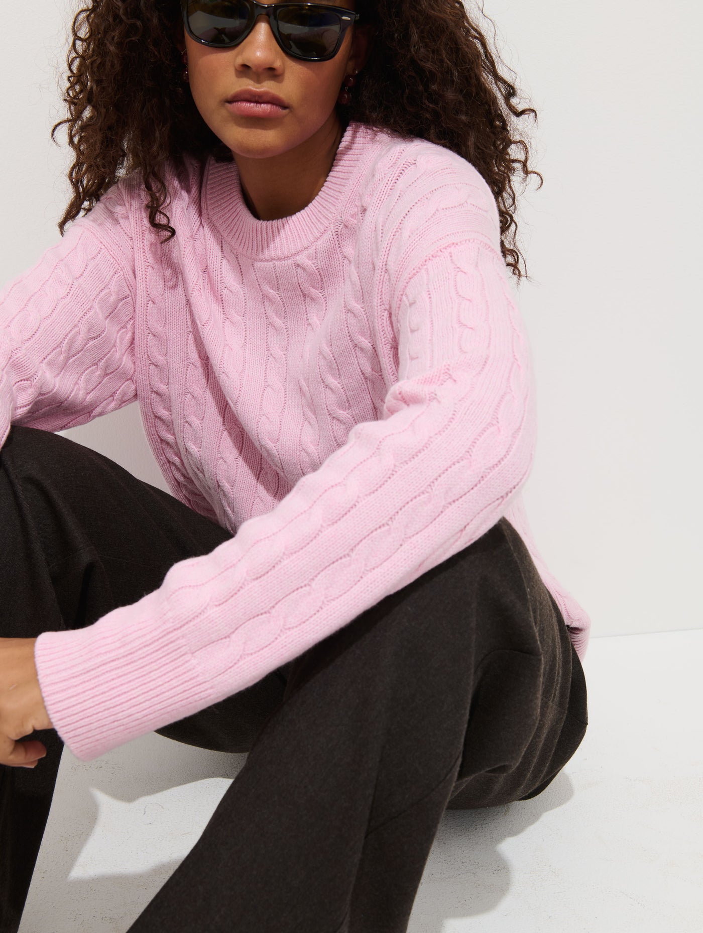Katherine Cable Sweater In Wool Cotton