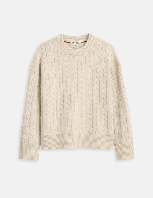Katherine Cable Sweater In Wool Cotton