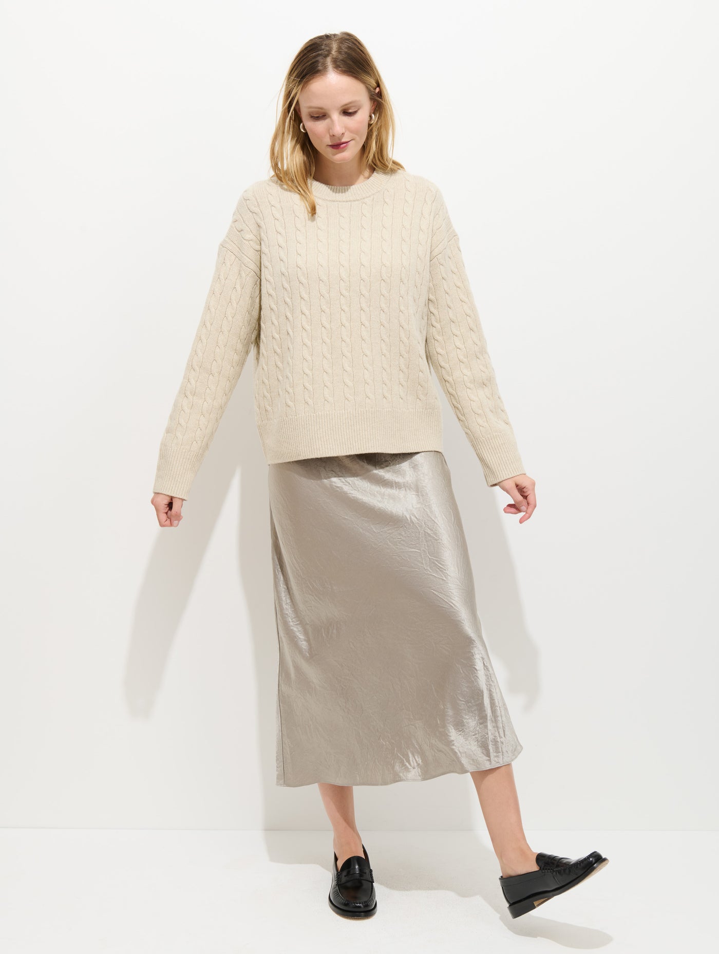 Katherine Cable Sweater In Wool Cotton