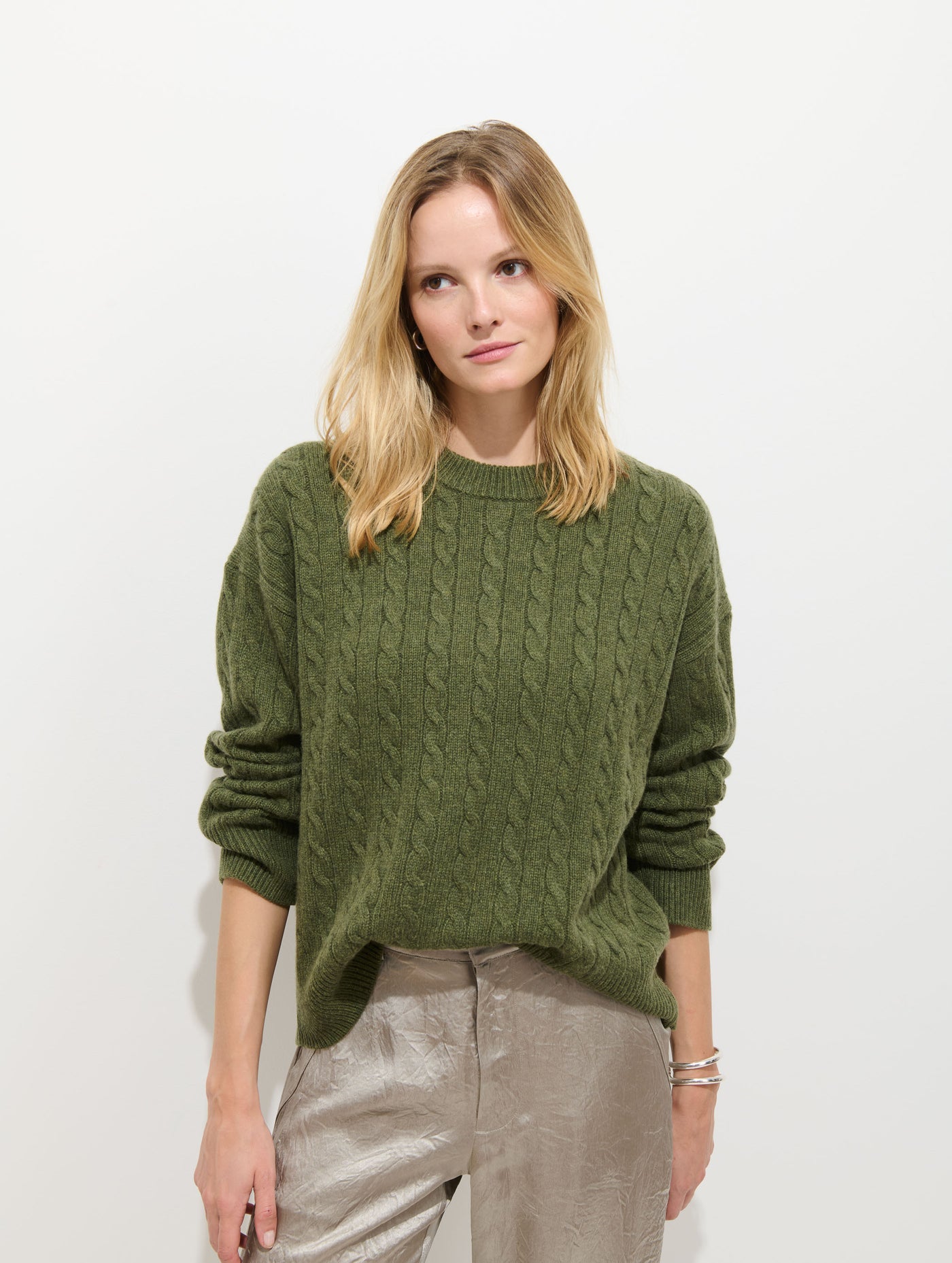 Katherine Cable Sweater In Wool Cotton
