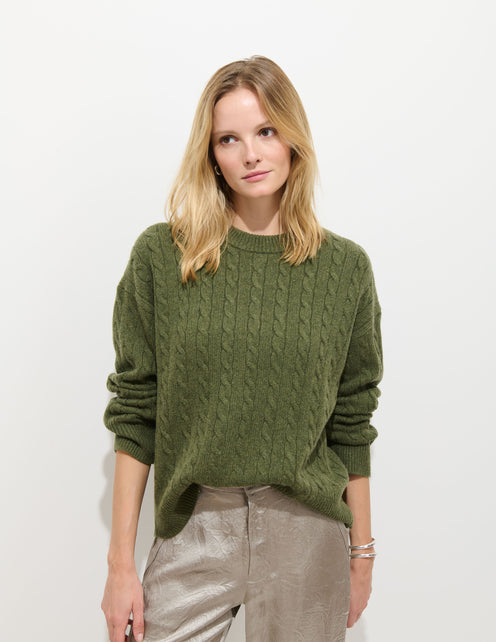 Katherine Cable Sweater In Wool Cotton