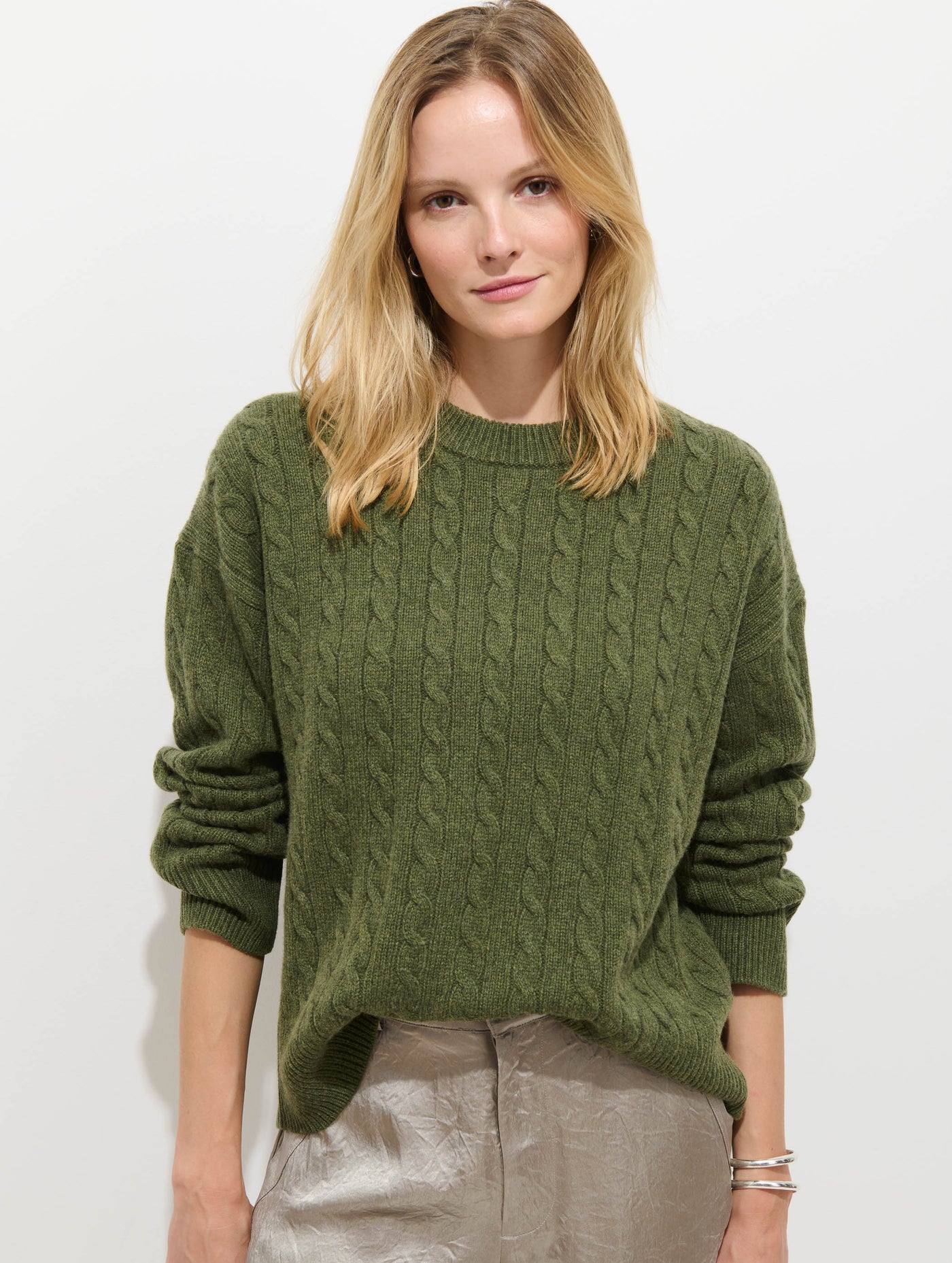 Katherine Cable Sweater In Wool Cotton