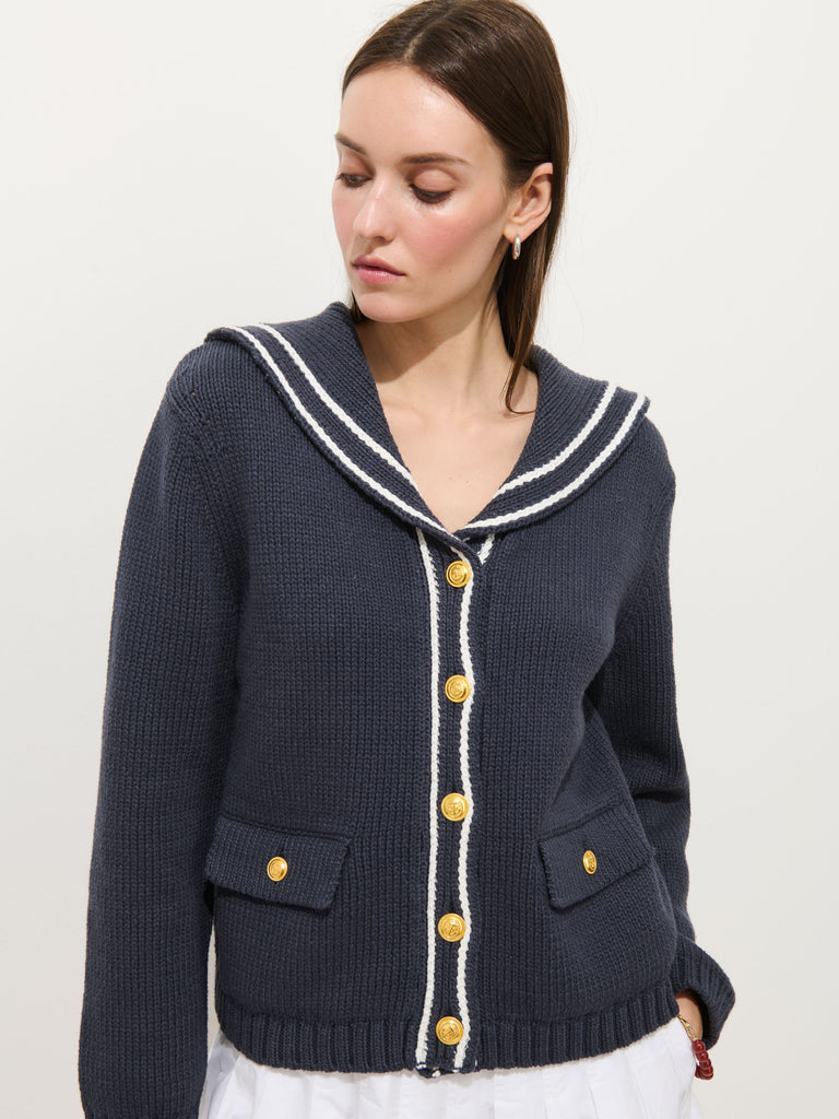 Cassie Sailor Cardigan 
In Cotton Blend