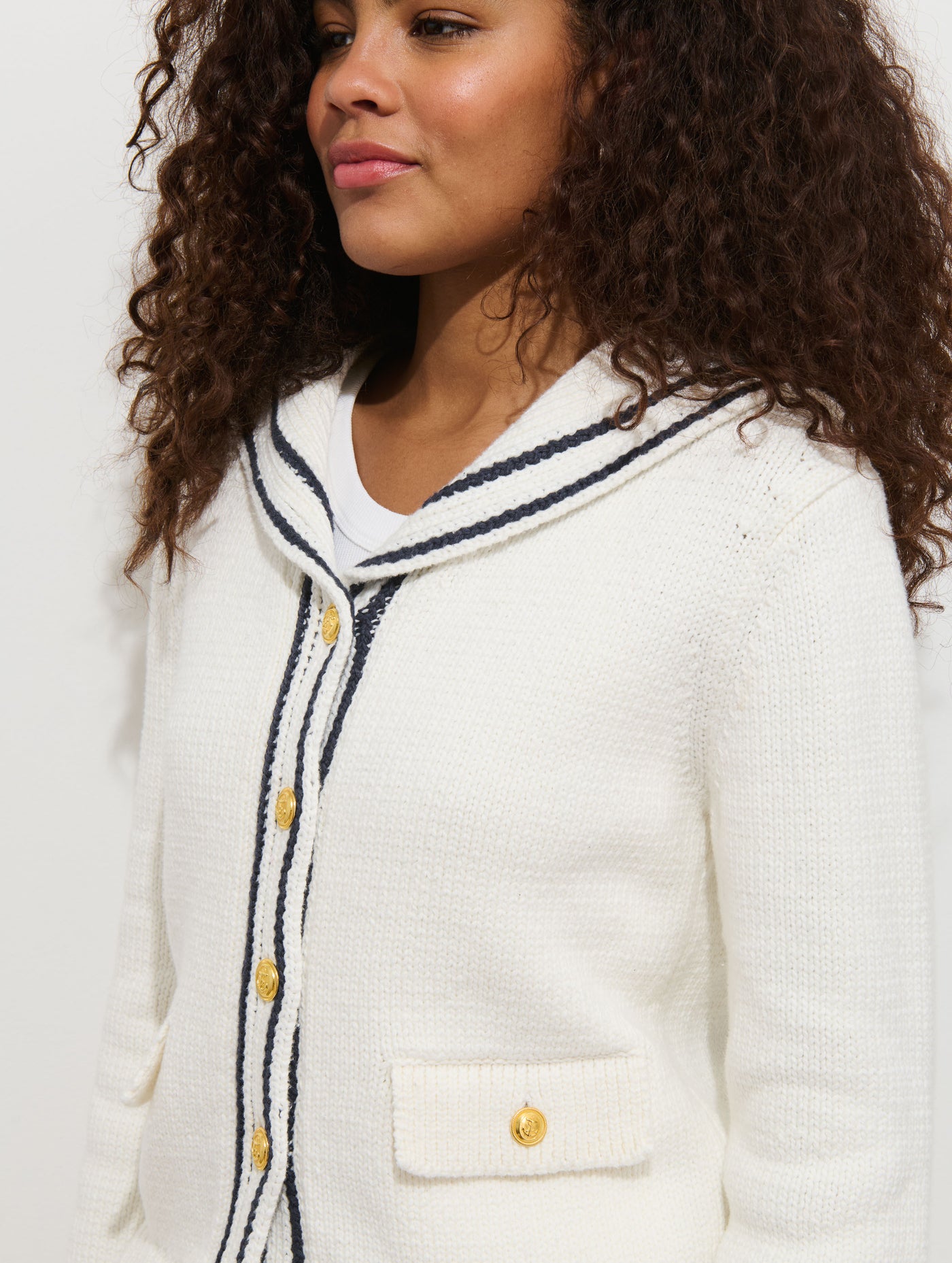 Cassie Sailor Cardigan 
In Cotton Blend