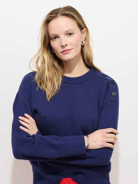 NOHRA Eyelet Knit Pullover ネイビー Normandy Sweater In Cotton – Alex Mill