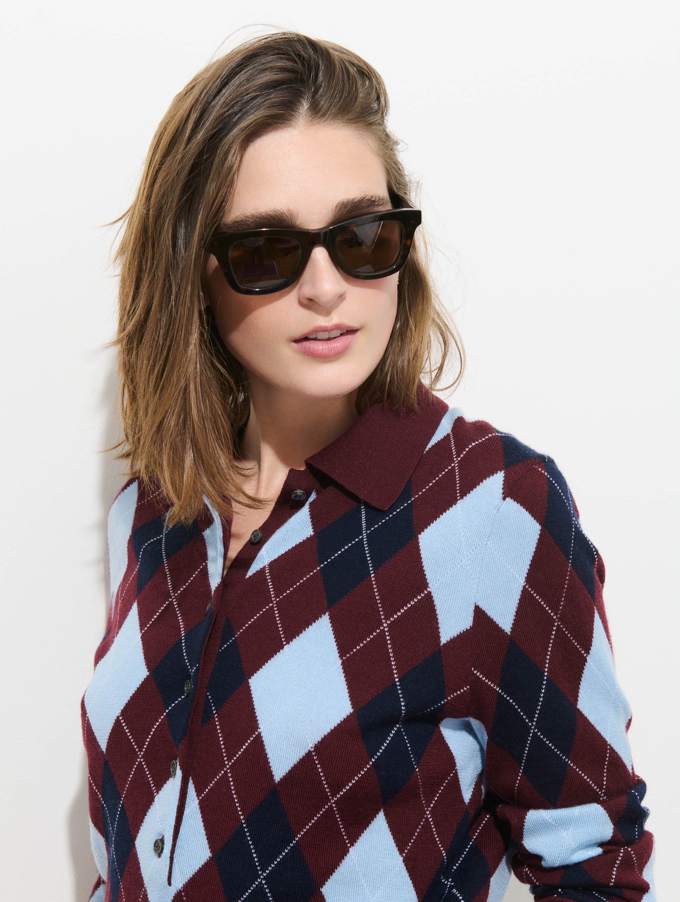 Lillian Polo in Argyle Merino Wool