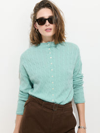 Taylor Cable-Knit Cardigan in Wool Cashmere