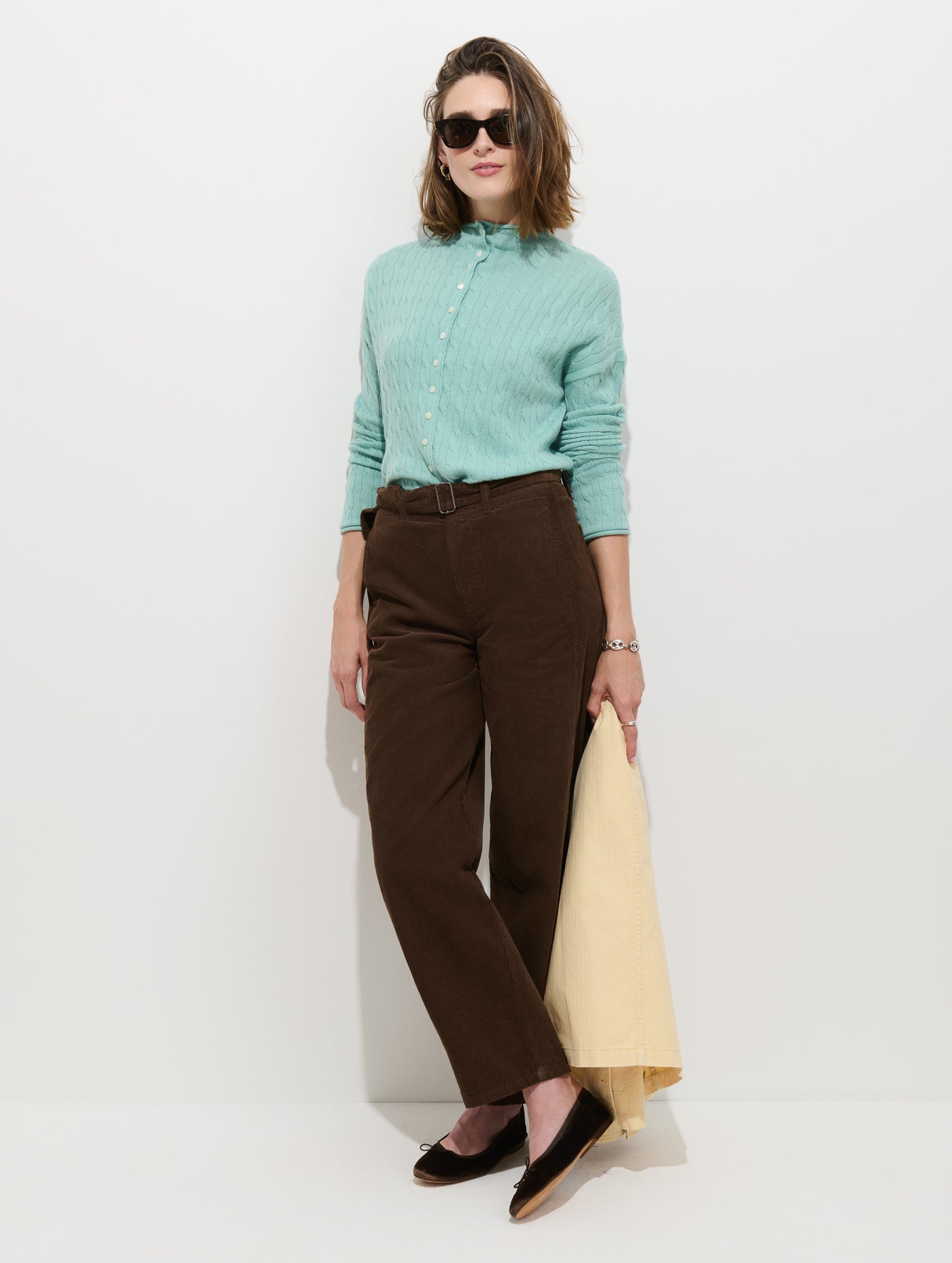Taylor Cable-Knit Cardigan in Wool Cashmere