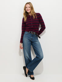 Park Striped Polo in Washed Cashmere