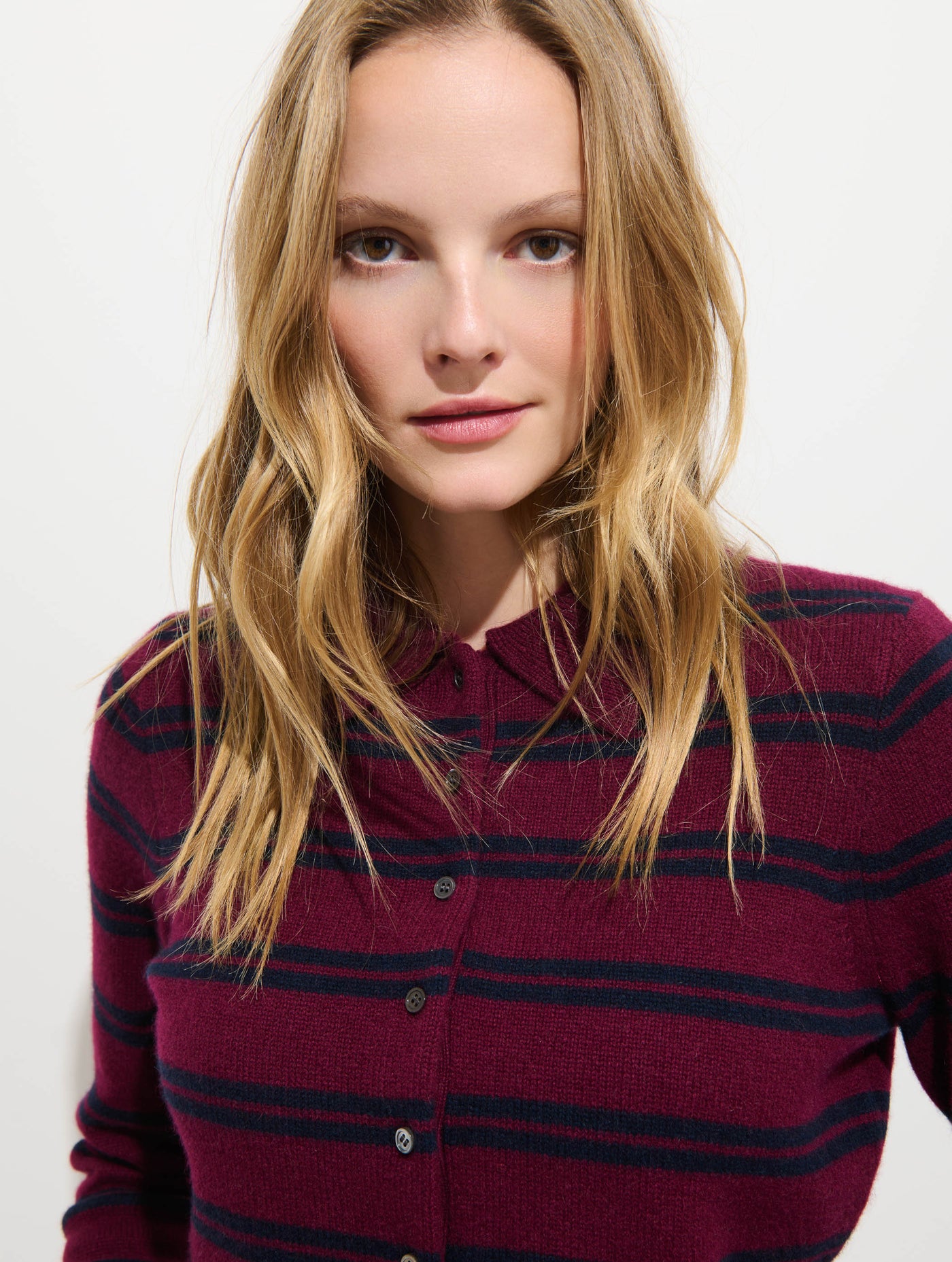 Park Striped Polo in Washed Cashmere