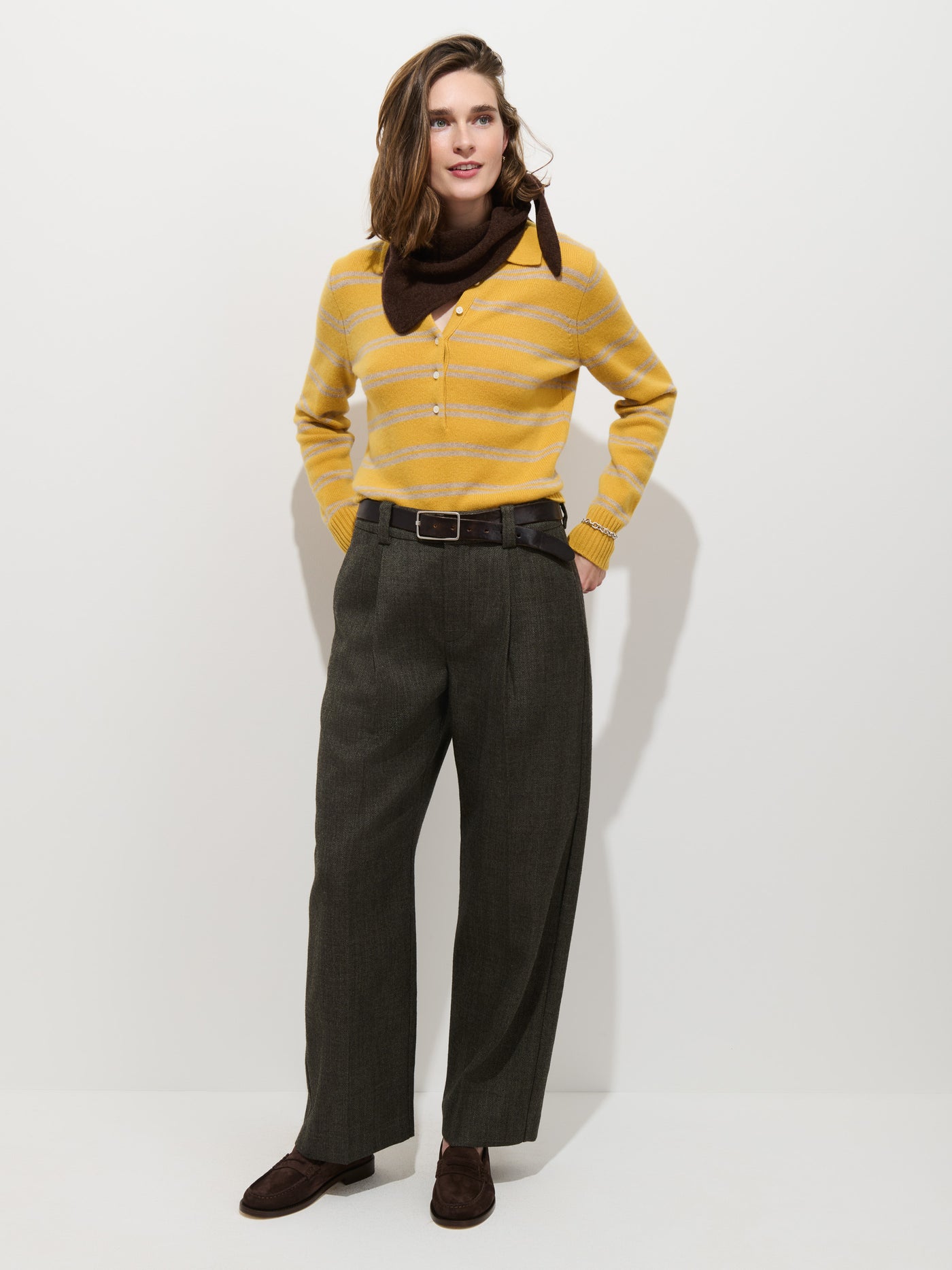 Park Striped Polo in Washed Cashmere