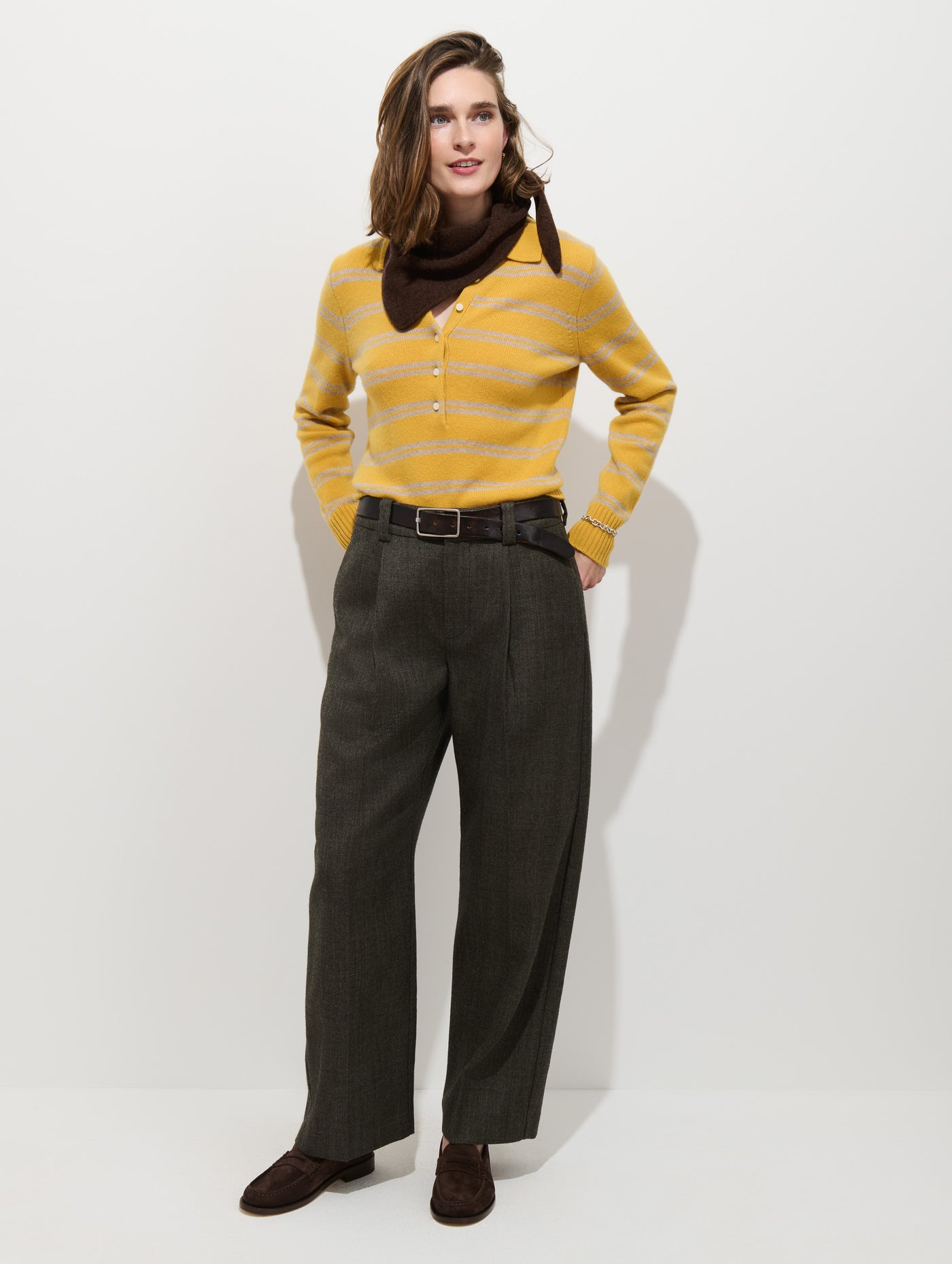 Park Striped Polo in Washed Cashmere