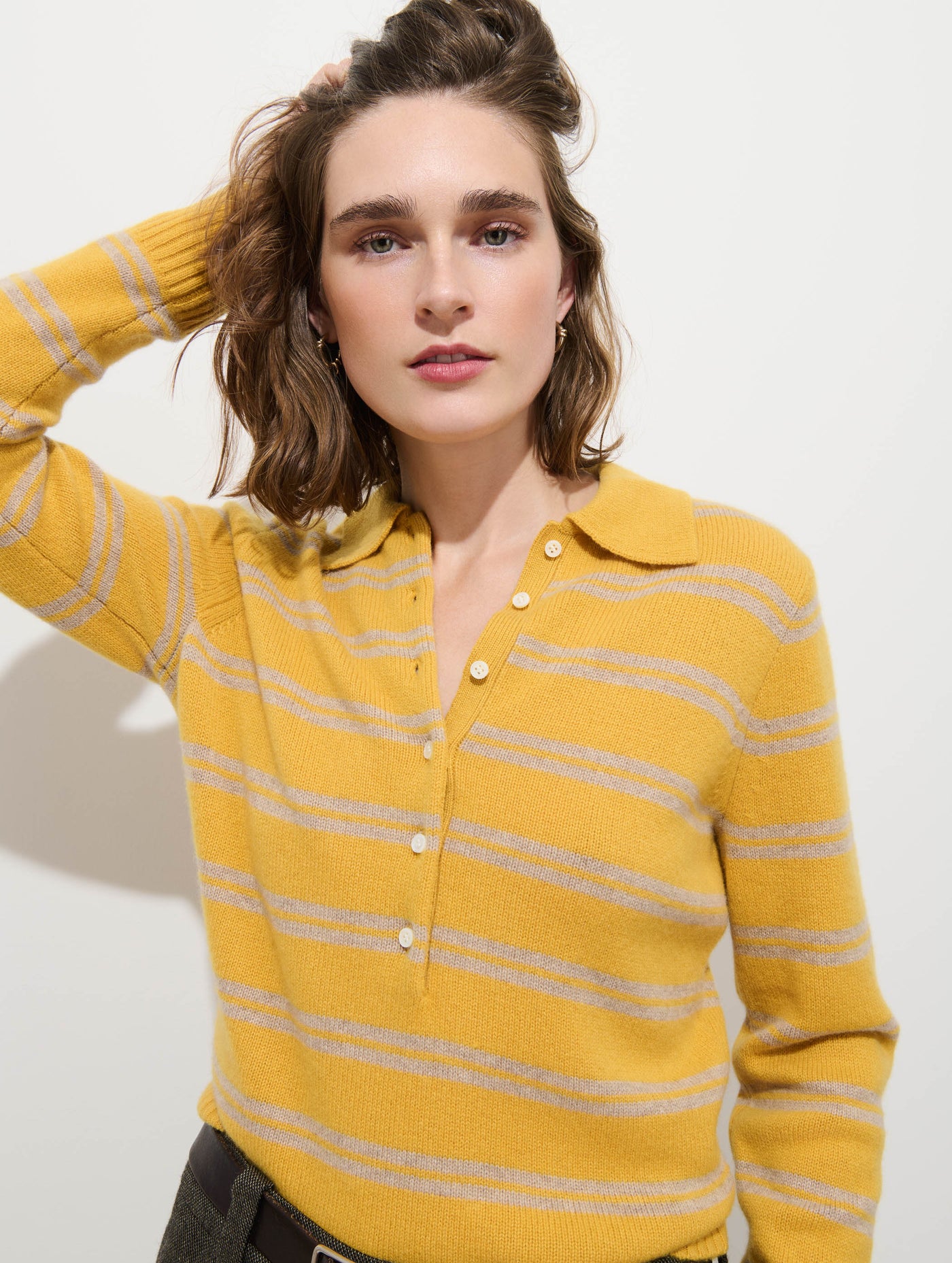 Park Striped Polo in Washed Cashmere