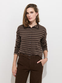 Taylor Striped Cardigan in Cotton Cashmere