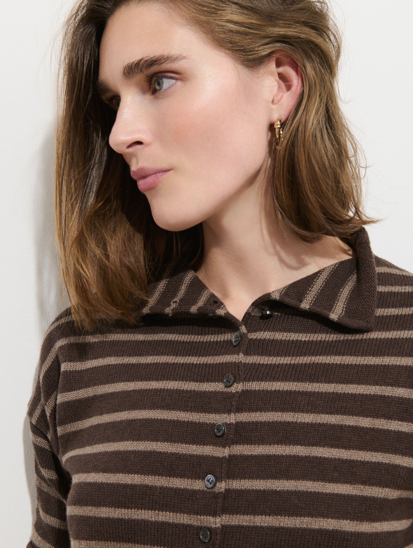 Taylor Striped Cardigan in Cotton Cashmere