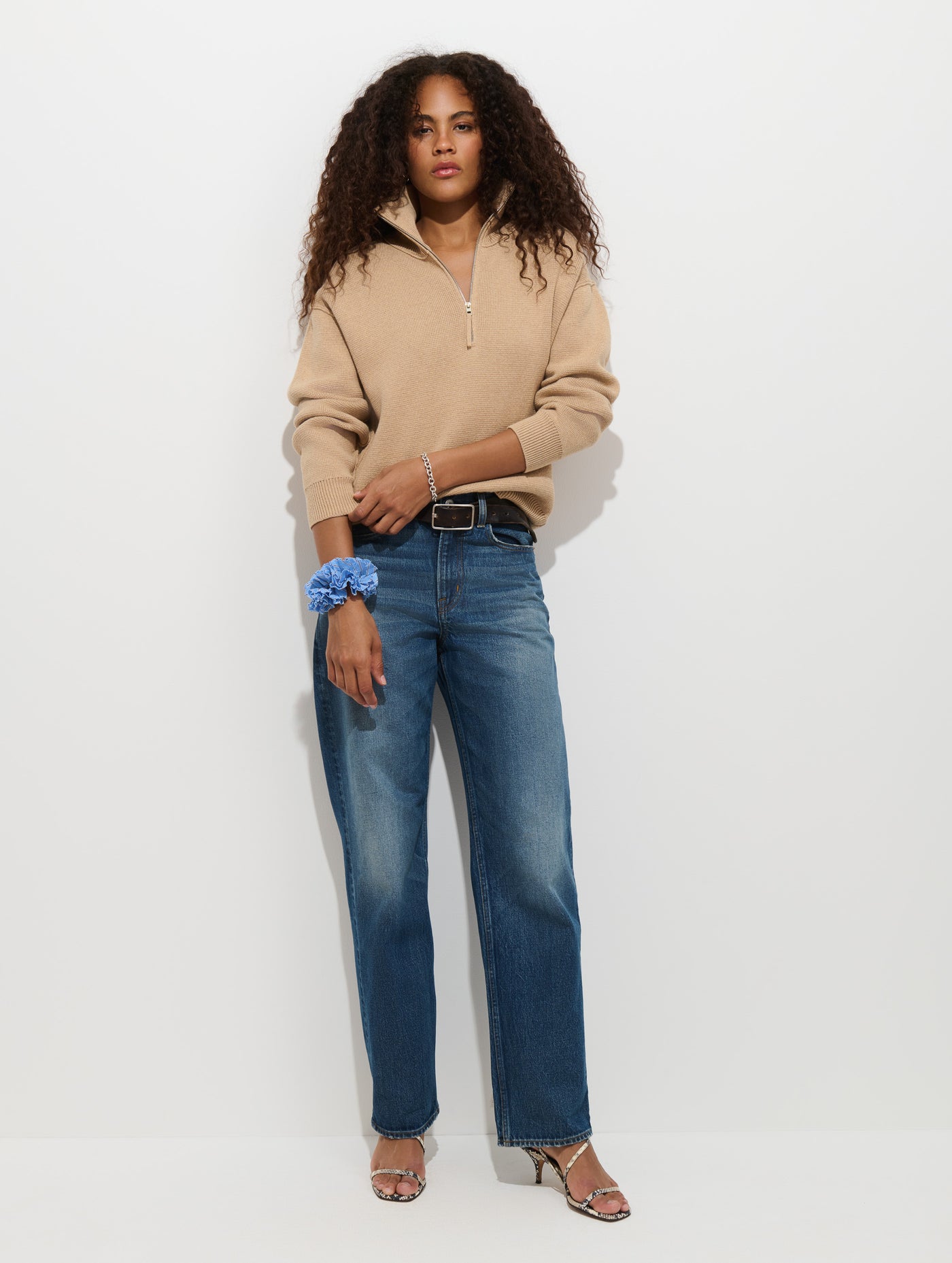 Daphne Half Zip Sweater in Cotton Cashmere