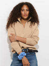 Daphne Half Zip Sweater in Cotton Cashmere