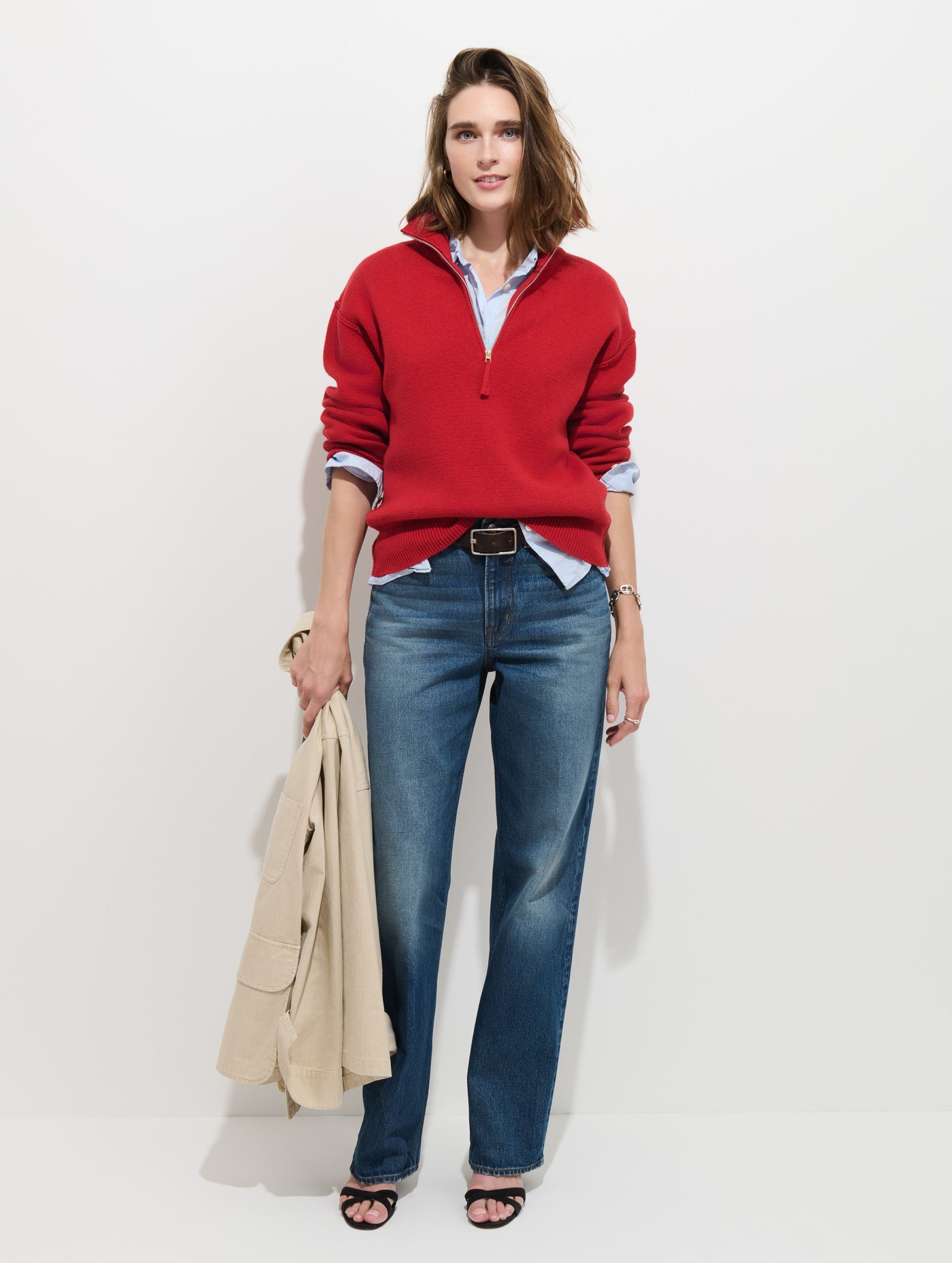 Daphne Half Zip Sweater in Cotton Cashmere