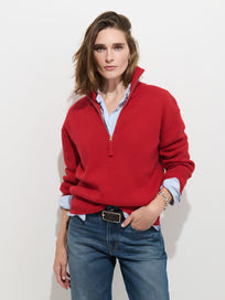 Daphne Half Zip Sweater in Cotton Cashmere