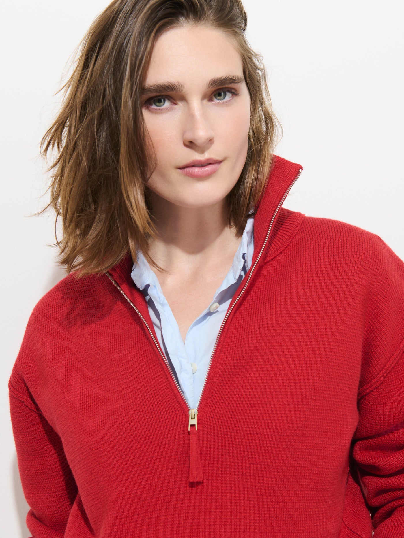 Daphne Half-Zip Sweater in Cotton Cashmere