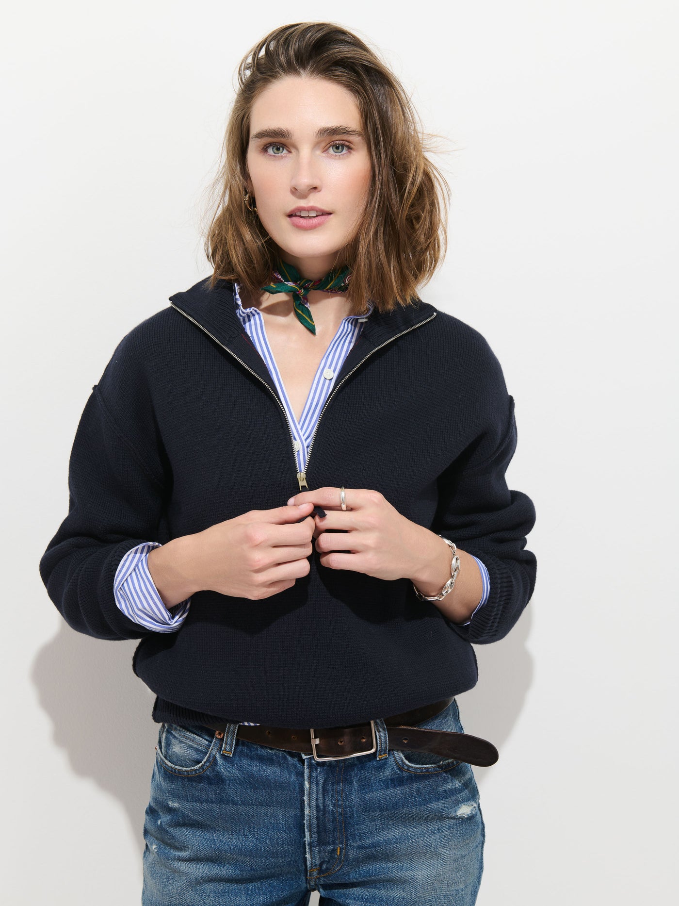 Daphne Half-Zip Sweater in Cotton Cashmere