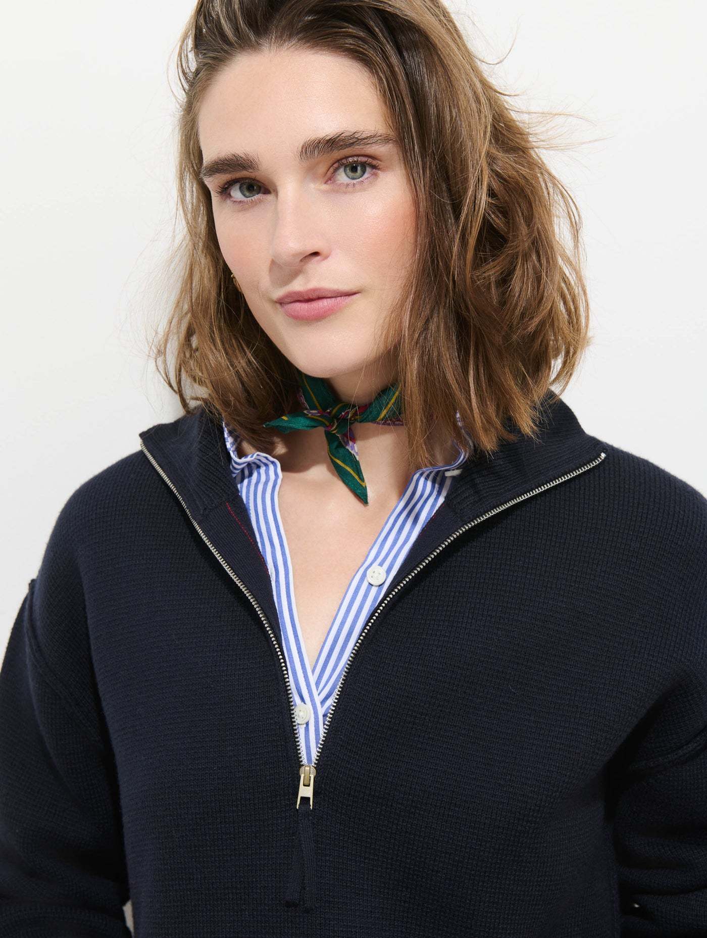 Daphne Half Zip Sweater in Cotton Cashmere