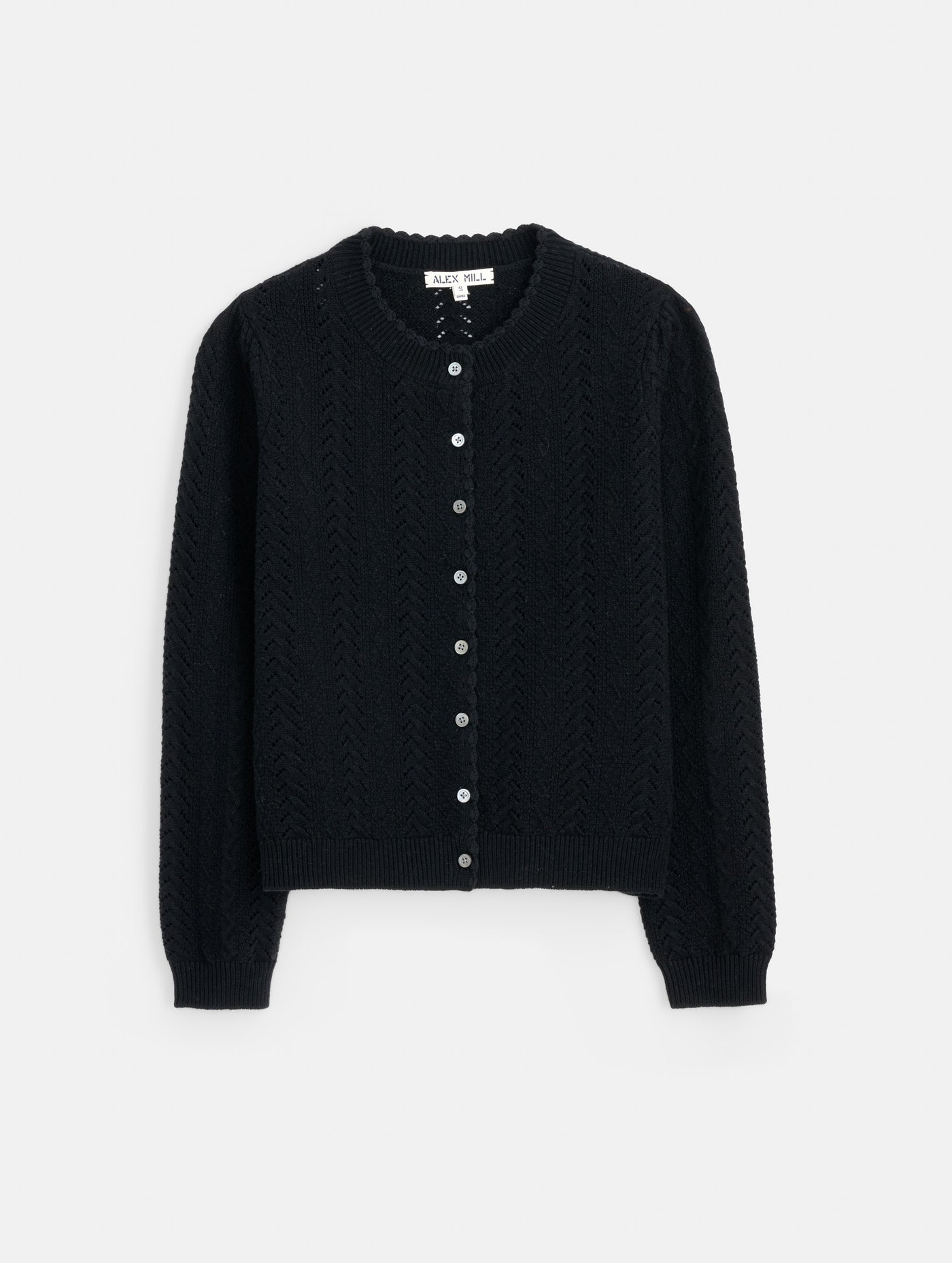 Sally Pointelle Cardigan in Wool Cotton