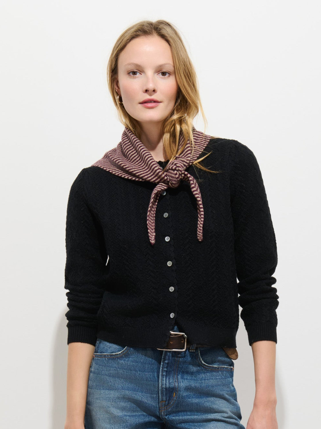 Flynn Striped Handkerchief Scarf in Wool