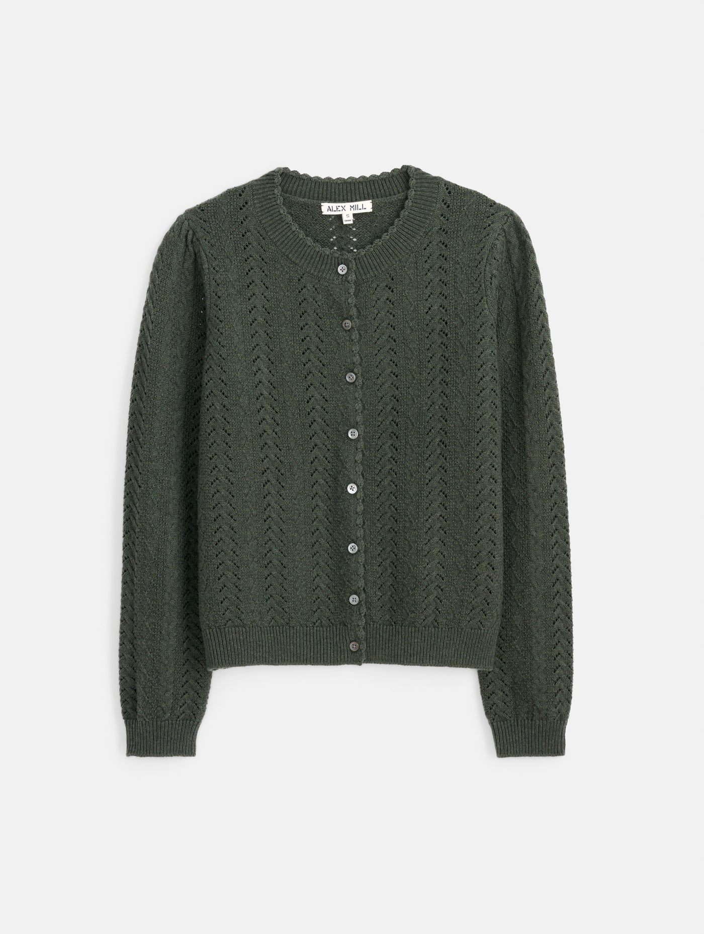 Sally Pointelle Cardigan in Wool Cotton
