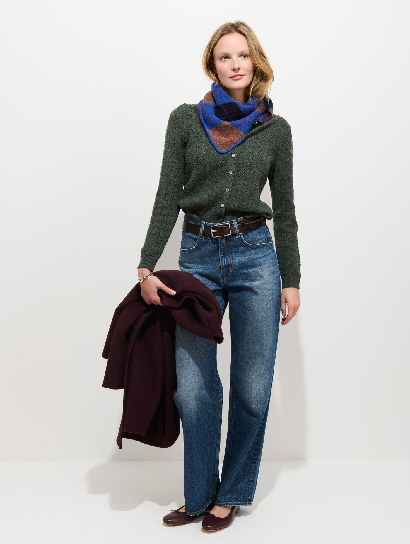 Sally Pointelle Cardigan in Wool Cotton