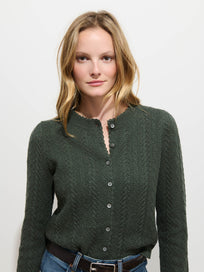 Sally Pointelle Cardigan in Wool Cotton